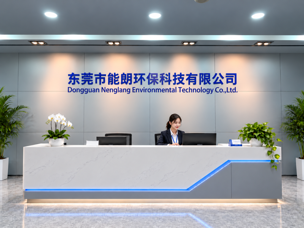 Company reception with Dongguan Nenglang Environmental Technology Co., Ltd. signage