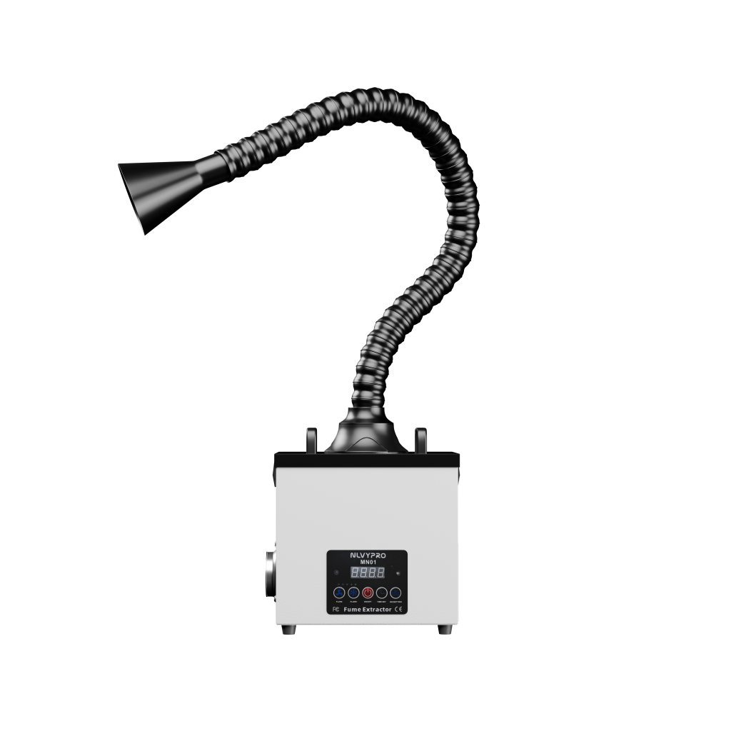MN01W front view and adjustable black extraction hose