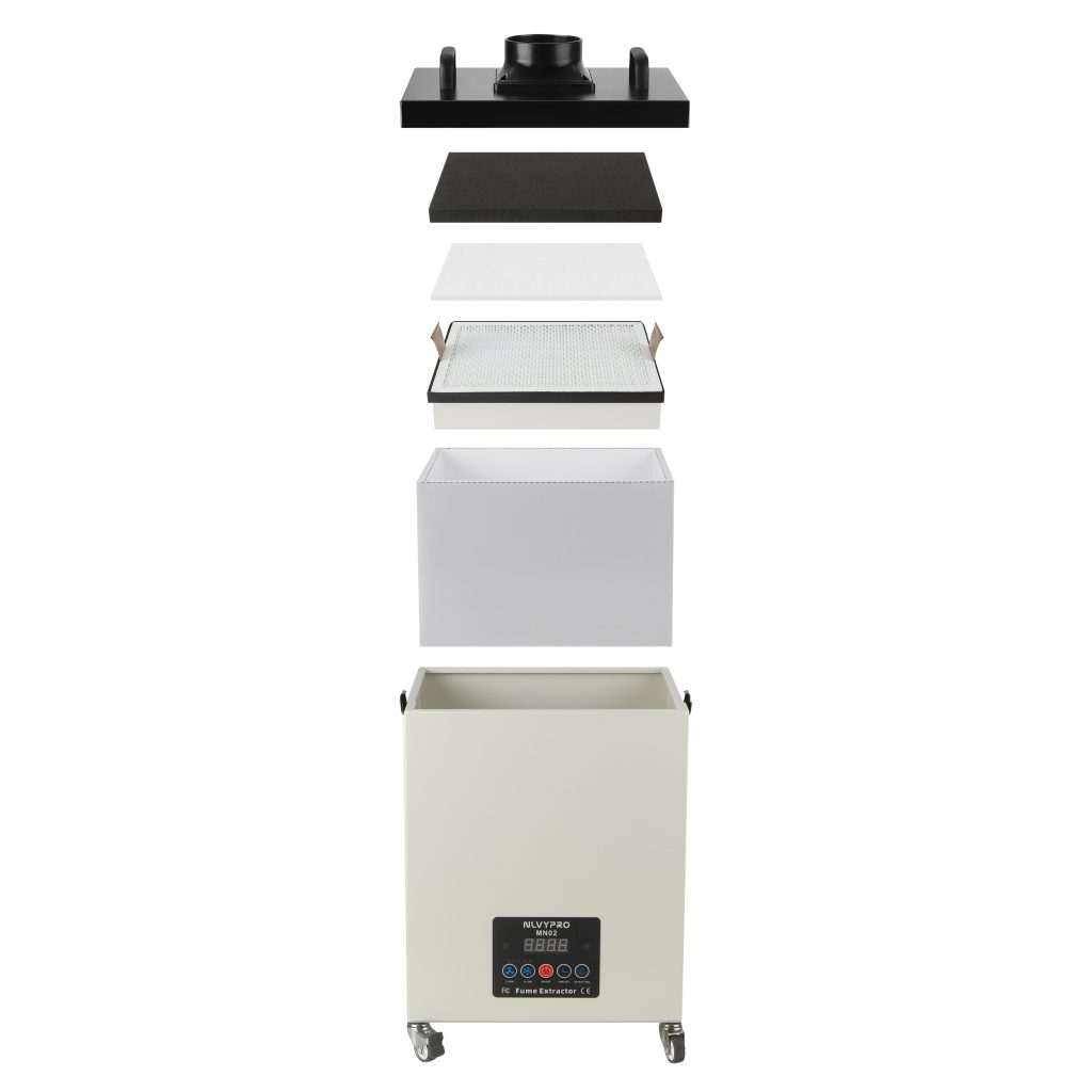 Exploded view of MN02 four-layer filter arrangement